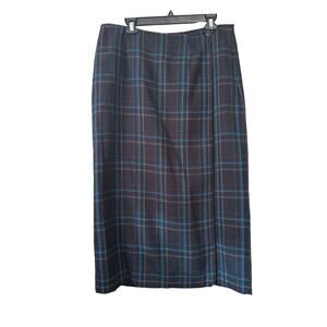 Cato Wrap Skirt Black with Teal Plaid Sz14
